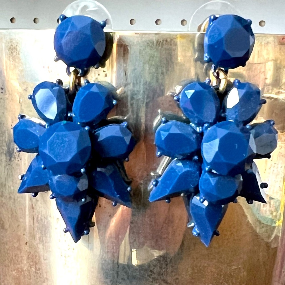 Navy blue crystal J. Crew drop earrings